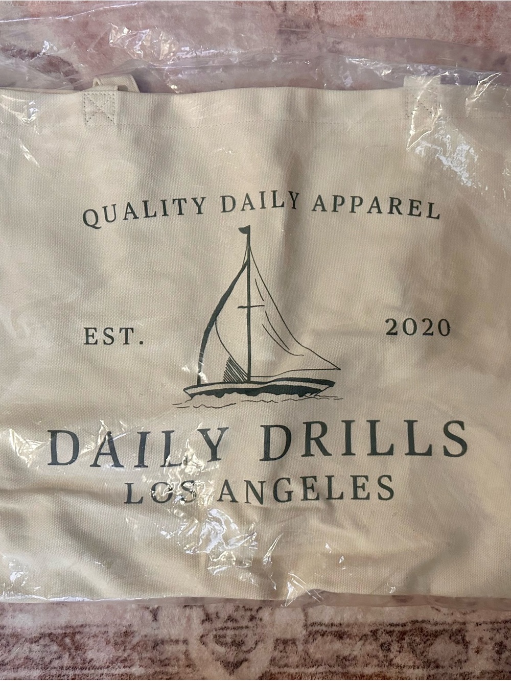 NWT - Daily Drills Mystery Canvas Tote with Navy Print